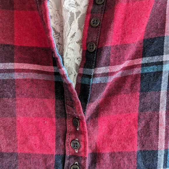 Modcloth flannel shirt with lace back - Picture 3 of 5